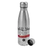 Metallic water bottle, stainless steel, 750ml