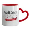 Mug heart red handle, ceramic, 330ml