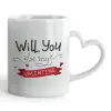 Mug heart handle, ceramic, 330ml