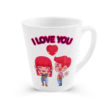 Couple, I love you, Κούπα κωνική Latte Λευκή, κεραμική, 300ml