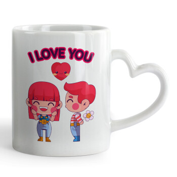 Couple, I love you, Mug heart handle, ceramic, 330ml