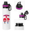 Metallic water bottle with safety lid, 850ml aluminum