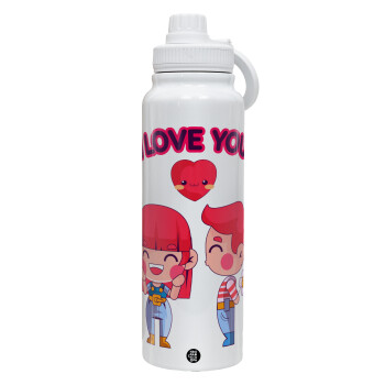 Couple, I love you, 1L Stainless Steel Thermal Bottle with Phone Holder & Double Wall Insulation