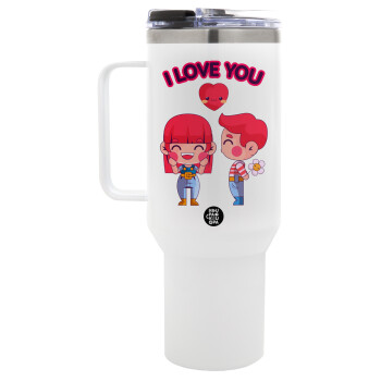 Couple, I love you, Mega Stainless steel Tumbler with lid, double wall 1,2L