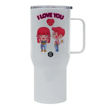 Couple, I love you, Mega Stainless steel Tumbler with lid, double wall 750L