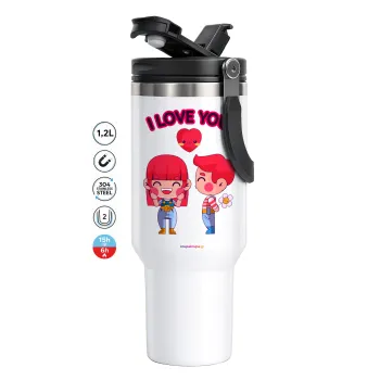 Couple, I love you, Mega Stainless steel Tumbler with lid, double wall 1,2L