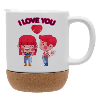 Couple, I love you, Ceramic coffee mug Cork (MAT), 330ml