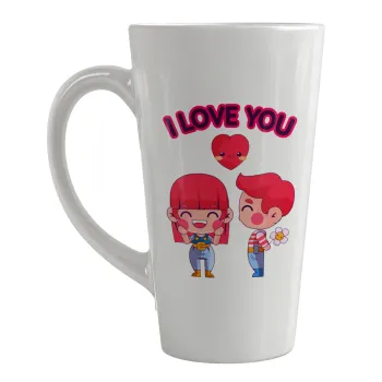 Couple, I love you, Κούπα κωνική Latte Μεγάλη, κεραμική, 450ml