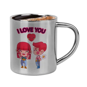 Couple, I love you, Double-wall metal cup for espresso (220ml)
