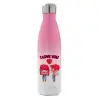 Μεταλλικό παγούρι θερμός Ροζ/Λευκό (Stainless steel), διπλού τοιχώματος, 500ml
