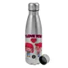 Metallic water bottle, stainless steel, 750ml