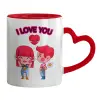 Mug heart red handle, ceramic, 330ml