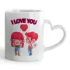 Mug heart handle, ceramic, 330ml