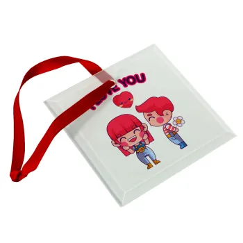 Couple, I love you, Christmas ornament, glass square ornament 9x9cm