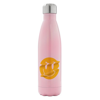 Smile avatar distrorted, Metal mug thermos Pink Iridiscent (Stainless steel), double wall, 500ml