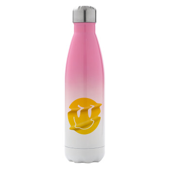 Smile avatar distrorted, Metal mug thermos Pink/White (Stainless steel), double wall, 500ml