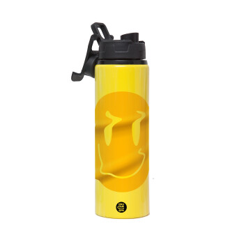 Smile avatar distrorted, Metallic water bottle with safety lid, 850ml aluminum