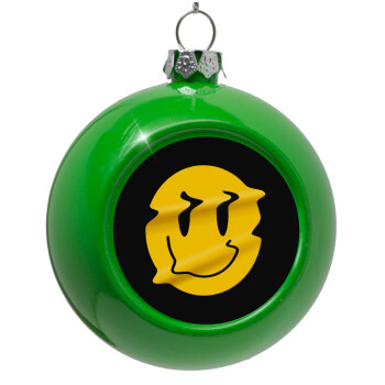 Smile avatar distrorted, Green Christmas tree ornament bauble 8cm