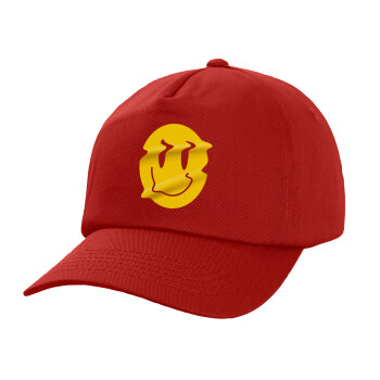 Smile avatar distrorted, Καπέλο παιδικό Baseball, 100% Βαμβακερό, Low profile, Κόκκινο