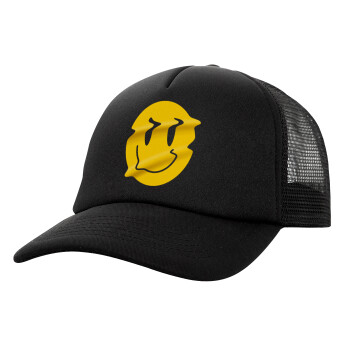 Smile avatar distrorted, Καπέλο Ενηλίκων Soft Trucker με Δίχτυ Μαύρο (POLYESTER, ΕΝΗΛΙΚΩΝ, UNISEX, ONE SIZE)