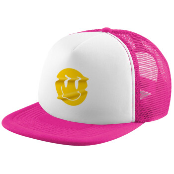 Smile avatar distrorted, Καπέλο Soft Trucker με Δίχτυ Pink/White 