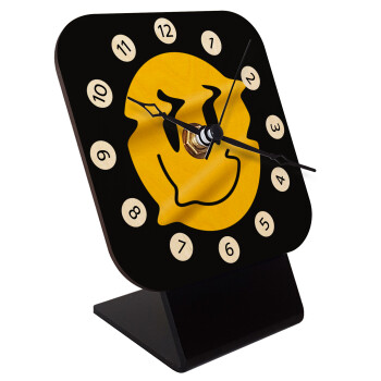 Smile avatar distrorted, Quartz Table clock in natural wood (10cm)