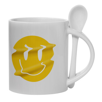 Smile avatar distrorted, Ceramic coffee mug with Spoon, 330ml (1pcs)