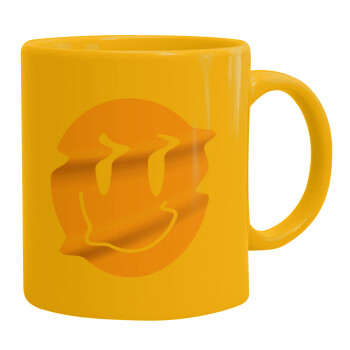 Smile avatar distrorted, Ceramic coffee mug yellow, 330ml (1pcs)