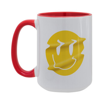 Smile avatar distrorted, Κούπα Mega 15oz, κεραμική Κόκκινη, 450ml