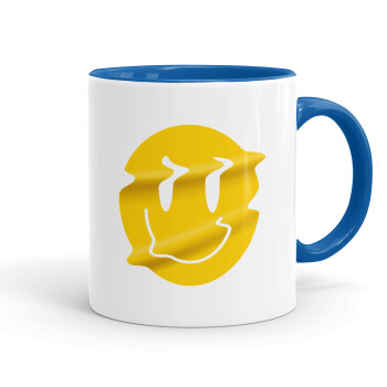 Smile avatar distrorted, Mug colored blue, ceramic, 330ml