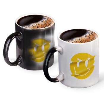 Smile avatar distrorted, Color changing magic Mug, ceramic, 330ml when adding hot liquid inside, the black colour desappears (1 pcs)