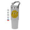 ΓΚΡΙ χρώματος Θερμός Ανοξείδωτο 890ml (30oz) με χερούλι