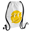 Backpack pouch GYMBAG white, with pocket (40x48cm) & thick cords
