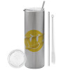 Tumbler stainless steel Silver 600ml, with metal straw & cleaning brush