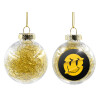 Transparent Christmas tree ball ornament with gold filling 8cm