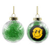 Transparent Christmas tree ball ornament with green filling 8cm
