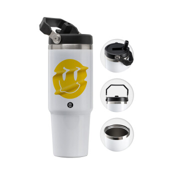 Smile avatar distrorted, 30oz stainless Steel Tumbler with Handle