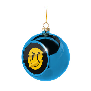 Smile avatar distrorted, Blue Christmas tree ball ornament 8cm