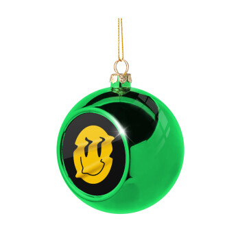 Smile avatar distrorted, Green Christmas tree ornament ball 8cm