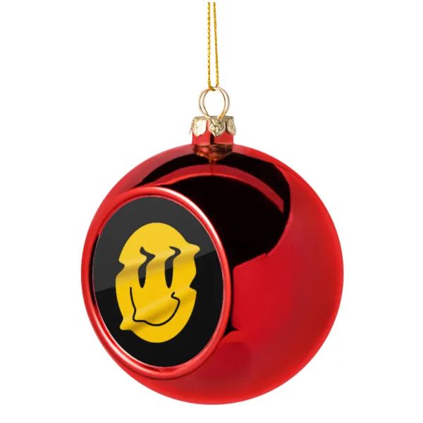 Smile avatar distrorted — Χριστουγεννιάτικη μπάλα δένδρου Κόκκινη 8cm