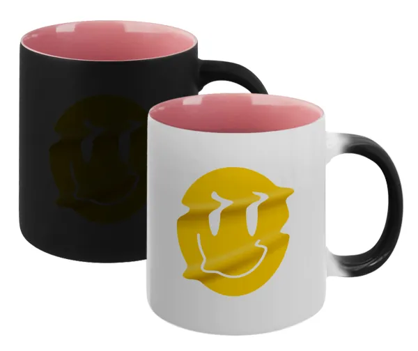 Smile avatar distrorted — Magic mug with pink interior, ceramic, 330ml, changes colour with hot drinks