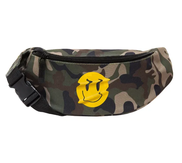 Smile avatar distrorted — Unisex waist bag (banana) in Jungle camouflage color with 2 pockets