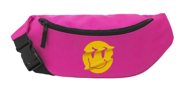 Smile avatar distrorted — Unisex waist bag (banana) in PINK color with 2 pockets
