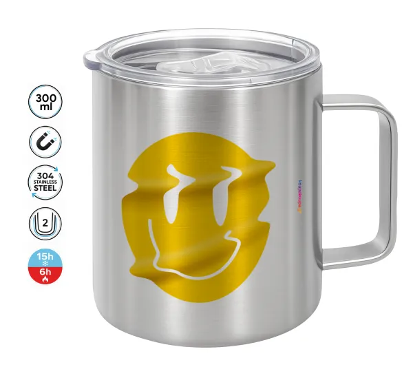 Smile avatar distrorted — Double-walled stainless steel mug 300ml with temperature-retaining lid