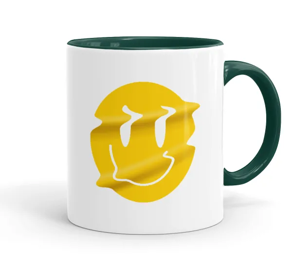 Smile avatar distrorted — Κούπα χρωματιστή πράσινη, κεραμική, 330ml