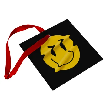 Smile avatar distrorted, Στολίδι Χριστουγεννιάτικο στολίδι γυάλινο τετράγωνο 9x9cm