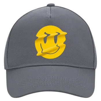 Smile avatar distrorted, Ultimate Adult Hat Grey, (100% COTTON DRILL, ADULT, UNISEX, ONE SIZE)