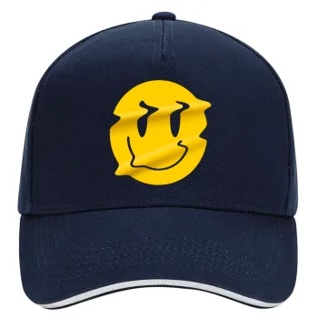 Smile avatar distrorted — DRILL Adult Ultimate Hat BLUE/WHITE, (100% COTTON, ADULT, UNISEX, ONE SIZE)