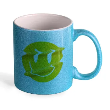 Smile avatar distrorted, Κούπα Σιέλ Glitter που γυαλίζει, κεραμική, 330ml
