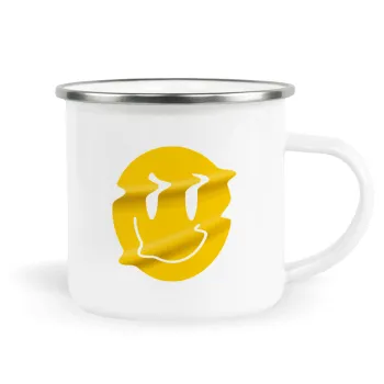 Smile avatar distrorted, Metallic enamel cup white 360ml
